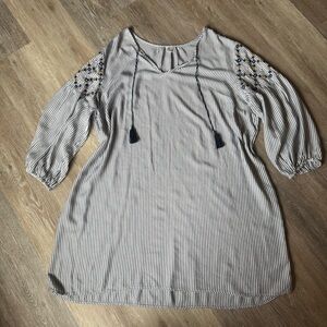 Old Navy Striped Tunic Dress with Embroidered Sleeves